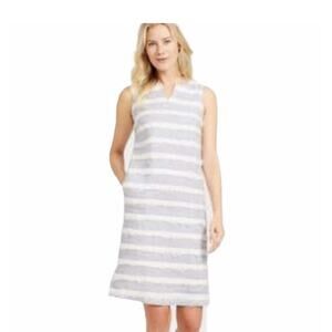 J. McLaughlin Arroyo Fringe Linen Striped Mini Casual Dress Size Medium